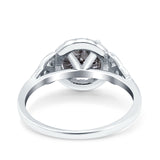 Art Deco Round Natural Stone Triquetra Ring