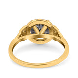 Art Deco Round Natural Stone Triquetra Ring