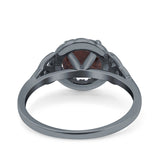 Art Deco Round Natural Stone Triquetra Ring