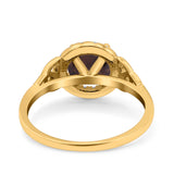 Art Deco Round Natural Stone Triquetra Ring