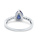 Pear Teardrop Natural Stone Solitaire Ring