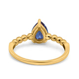 Pear Teardrop Natural Stone Solitaire Ring
