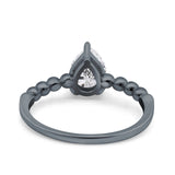 Pear Teardrop Natural Stone Solitaire Ring