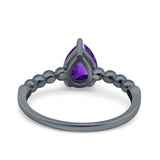 Pear Teardrop Natural Stone Solitaire Ring