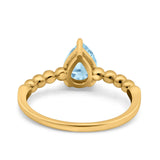 Pear Teardrop Natural Stone Solitaire Ring