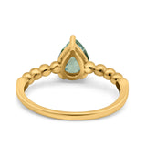 Pear Teardrop Natural Stone Solitaire Ring