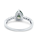 Pear Teardrop Natural Stone Solitaire Ring