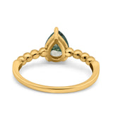 Pear Teardrop Natural Stone Solitaire Ring