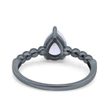 Pear Teardrop Natural Stone Solitaire Ring