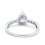 Pear Teardrop Natural Stone Solitaire Ring