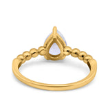 Pear Teardrop Natural Stone Solitaire Ring
