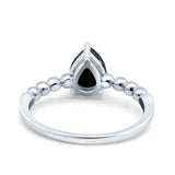 Pear Teardrop Natural Stone Solitaire Ring