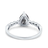 Pear Teardrop Natural Stone Solitaire Ring