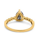 Pear Teardrop Natural Stone Solitaire Ring