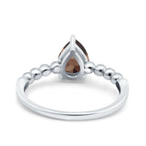 Pear Teardrop Natural Stone Solitaire Ring