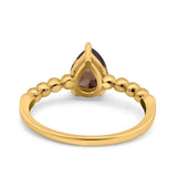 Pear Teardrop Natural Stone Solitaire Ring