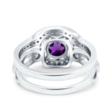 Two Piece Round Natural Stone Ring