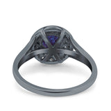 Art Deco Round Natural Stone Floral Ring