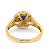 Art Deco Round Natural Stone Floral Ring