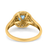 Art Deco Round Natural Stone Floral Ring