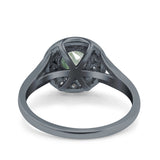 Art Deco Round Natural Stone Floral Ring