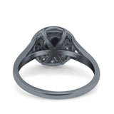 Art Deco Round Natural Stone Floral Ring