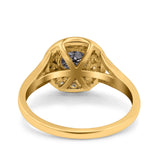 Art Deco Round Natural Stone Floral Ring