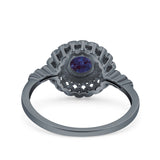 Floral Art Deco Round Natural Stone Ring