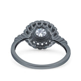 Floral Art Deco Round Natural Stone Ring