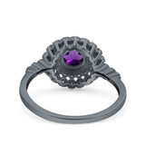 Floral Art Deco Round Natural Stone Ring