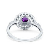 Floral Art Deco Round Natural Stone Ring