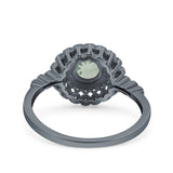 Floral Art Deco Round Natural Stone Ring