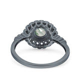 Floral Art Deco Round Natural Stone Ring