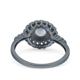 Floral Art Deco Round Natural Stone Ring