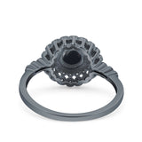 Floral Art Deco Round Natural Stone Ring