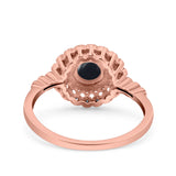 Floral Art Deco Round Natural Stone Ring