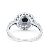 Floral Art Deco Round Natural Stone Ring