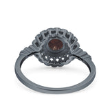 Floral Art Deco Round Natural Stone Ring