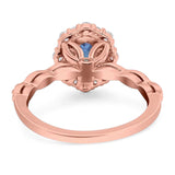 Oval Natural Stone Floral Halo Ring