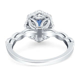 Oval Natural Stone Floral Halo Ring