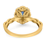 Oval Natural Stone Floral Halo Ring