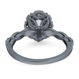 Oval Natural Stone Floral Halo Ring