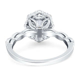 Oval Natural Stone Floral Halo Ring