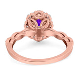 Oval Natural Stone Floral Halo Ring