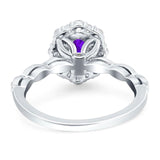Oval Natural Stone Floral Halo Ring