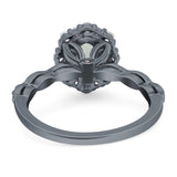 Oval Natural Stone Floral Halo Ring