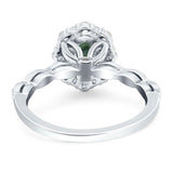 Oval Natural Stone Floral Halo Ring