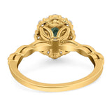 Oval Natural Stone Floral Halo Ring