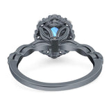 Oval Natural Stone Floral Halo Ring
