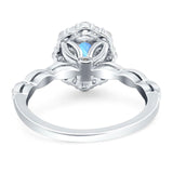 Oval Natural Stone Floral Halo Ring